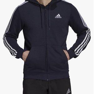 Brand New Adidas Essentials French Terry 3-Stripes Full-Zip Hoodie NWT